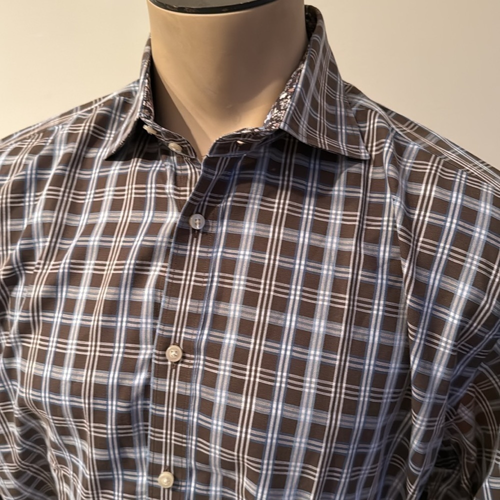 TD Thomas Dean Men’s Extra Large Button Down Dress Dress Plaid Long Sleeve - Picture 2 of 7